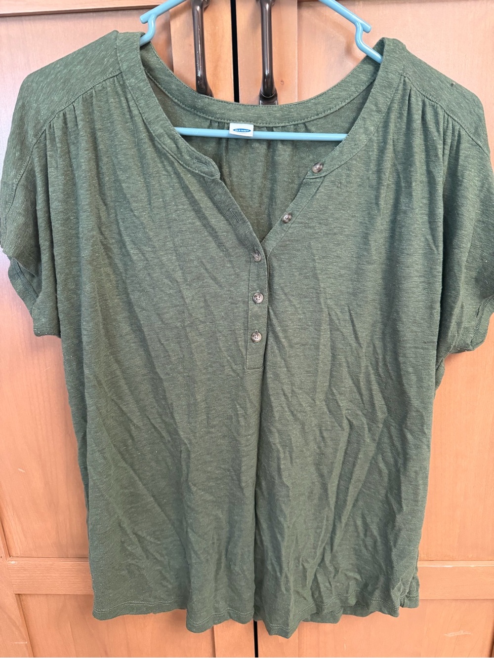 Old Navy Olive Green Short-Sleeve Henley Tee